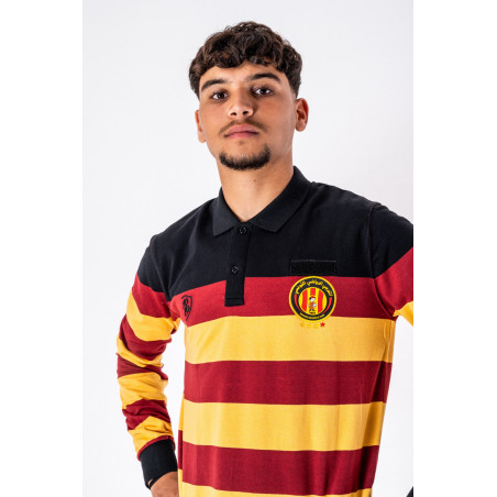 Esperance Sportive de Tunis Striped Polo in Red Yellow and Grey/Red Yellow and Black