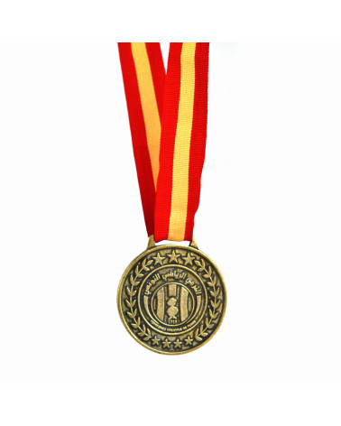 Espérance Sportive de Tunis High-Quality Copper Medal with Two Red and Yellow Stripes