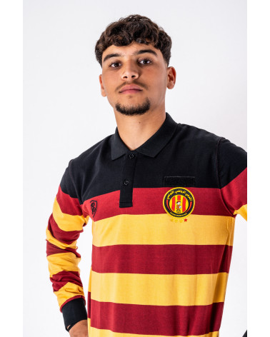 Esperance Sportive de Tunis Striped Polo in Red Yellow and Grey/Red Yellow and Black